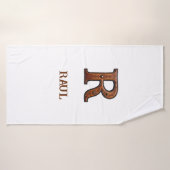 Westers Leren Initiaal Monogram R Badhanddoek (Badhanddoek)