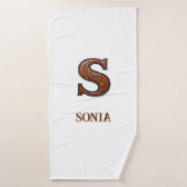 Westers Leren Initiaal Monogram S Badhanddoek (Badhanddoek)