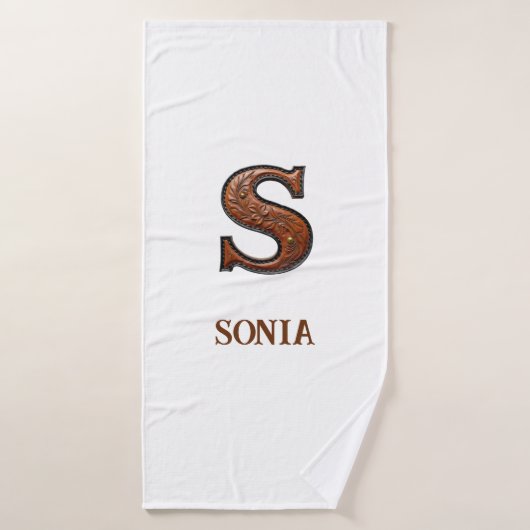 Westers Leren Initiaal Monogram S Badhanddoek (Badhanddoek)