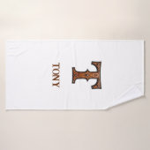 Westers Leren Initiaal Monogram T Badhanddoek (Badhanddoek)