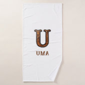 Westers Leren Initiaal Monogram U Badhanddoek (Badhanddoek)