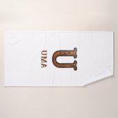 Westers Leren Initiaal Monogram U Badhanddoek (Badhanddoek)