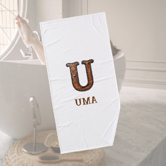 Westers Leren Initiaal Monogram U Badhanddoek