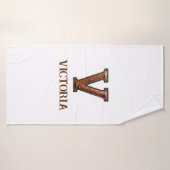 Westers Leren Initiaal Monogram V Badhanddoek (Badhanddoek)
