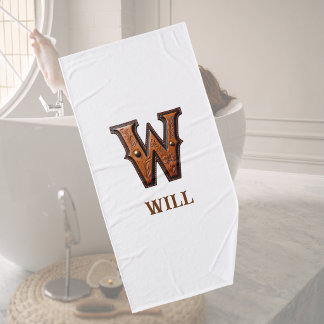 Westers Leren Initiaal Monogram W Badhanddoek