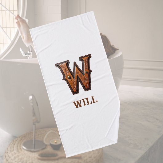 Westers Leren Initiaal Monogram W Badhanddoek