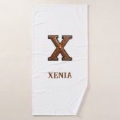 Westers Leren Initiaal Monogram X Badhanddoek (Badhanddoek)