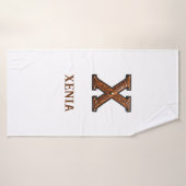 Westers Leren Initiaal Monogram X Badhanddoek (Badhanddoek)