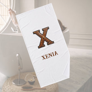 Westers Leren Initiaal Monogram X Badhanddoek