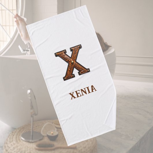 Westers Leren Initiaal Monogram X Badhanddoek
