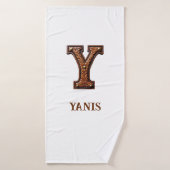 Westers Leren Initiaal Monogram Y Badhanddoek (Badhanddoek)