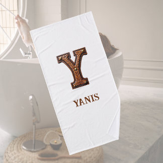 Westers Leren Initiaal Monogram Y Badhanddoek