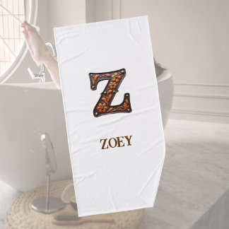 Westers Leren Initiaal Monogram Z Badhanddoek
