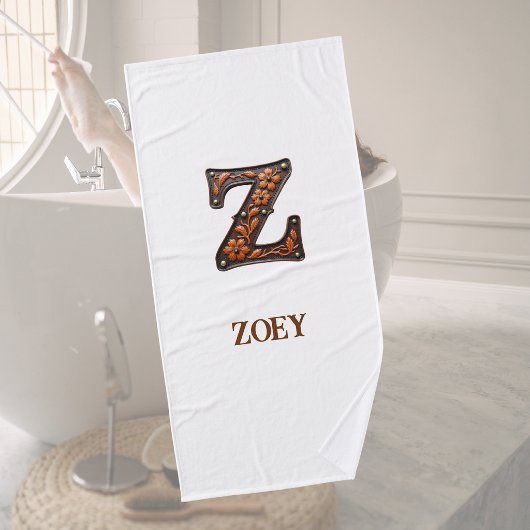 Westers Leren Initiaal Monogram Z Badhanddoek