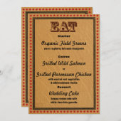 Westers ontvangstfeest diner menu kaart (Voorkant / Achterkant)