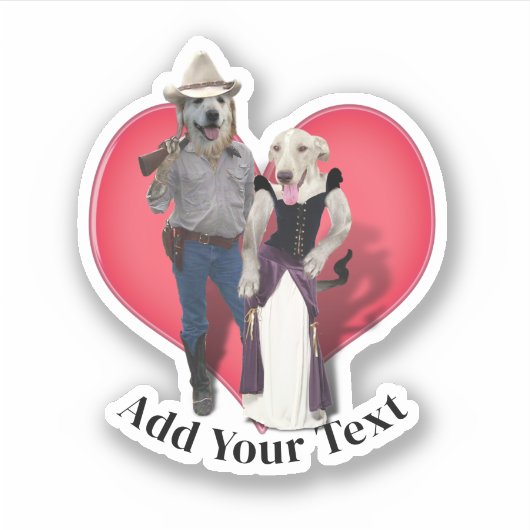 Westers Paar Cowboy Hond Sticker (Voorkant)