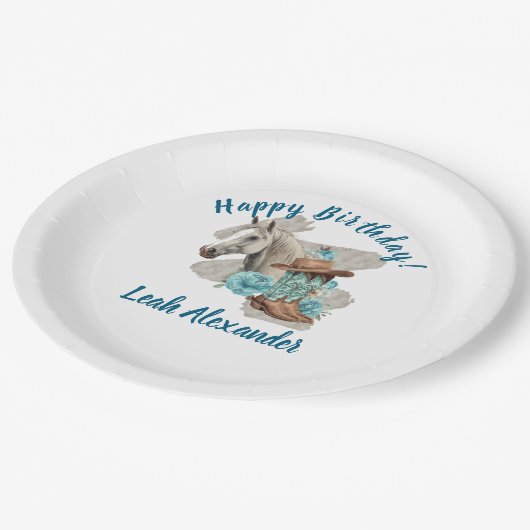 Westers Paard Bloemig Equestrian- Wit Papieren Bordje (Gekanteld)