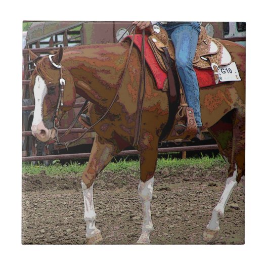 Westers Paard Cartoon Effect Tegeltje (Voorkant)