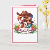 Westers Paard Gelukkige Moederdag 3 Aangepast Kaart (Gele Bloem)