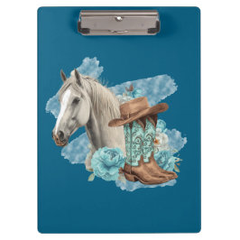 Westers Paard Kladblok - Marineblauw Klembord