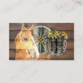 Westers paardswagen wiel hoefijzer cowboylaarzen visitekaartje (Voorkant)