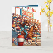 Westers rodeo paard cowgirl barrel racing aangepas kaart (Gele Bloem)