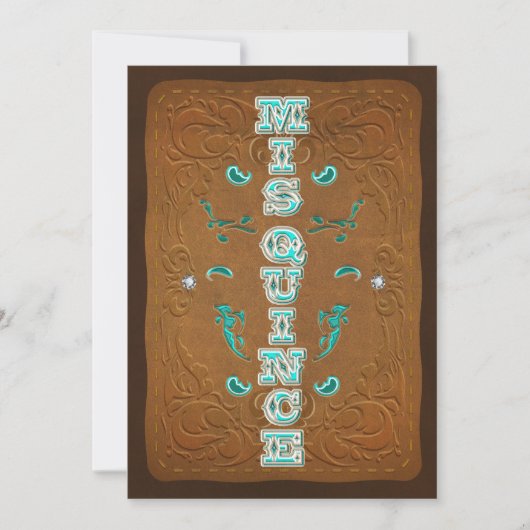 Westers Rustiek Bruin & Turquoise MIS QUINCE 15 Kaart (Voorkant)