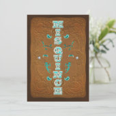 Westers Rustiek Bruin & Turquoise MIS QUINCE 15 Kaart (Staand voorkant)