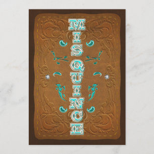 Westers Rustiek Bruin & Turquoise MIS QUINCE 15 Kaart