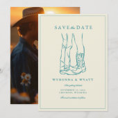 Westers Rustoise Moderne Foto Save the Date (Voorkant / Achterkant)