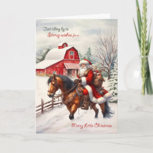 Westers thema Kerstman Santa te paard Feestdagen Kaart