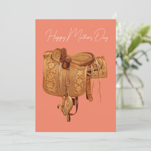 Westers,Vintage,Zadel,Country, Moederdag Feestdagenkaart (Staand voorkant)