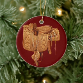Westers, Vintage, Zadel, Landelijk, Kerstmis Keramisch Ornament