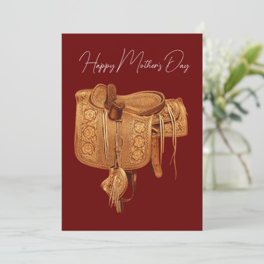 Westers,Vintage,Zadel,Landelijk, Moederdag Feestdagenkaart (Staand voorkant)