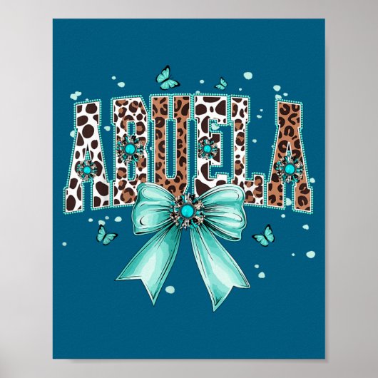 Westerse abuela boog koe teal turquoise veren poster (Voorkant)