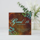 Westerse afstudeeraankondiging vintage bruin blauw kaart (Staand voorkant)