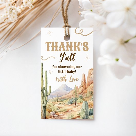 Westerse baby shower favor tag cadeaulabel