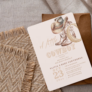 Westerse baby shower Geslacht Neutraal Aquarel Kaart