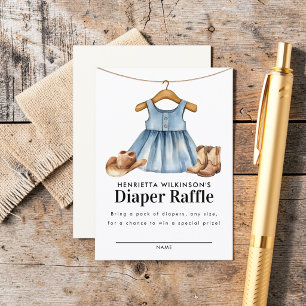 Westerse Baby Shower Luier Raffle Blauwe Denim Jur Informatiekaartje