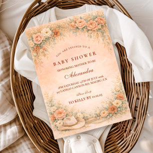 Westerse baby shower met bloemen kaart