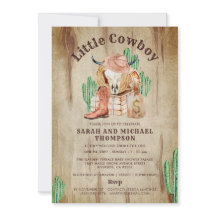 Westerse baby shower uitnodiging Kleine Cowboy Jon