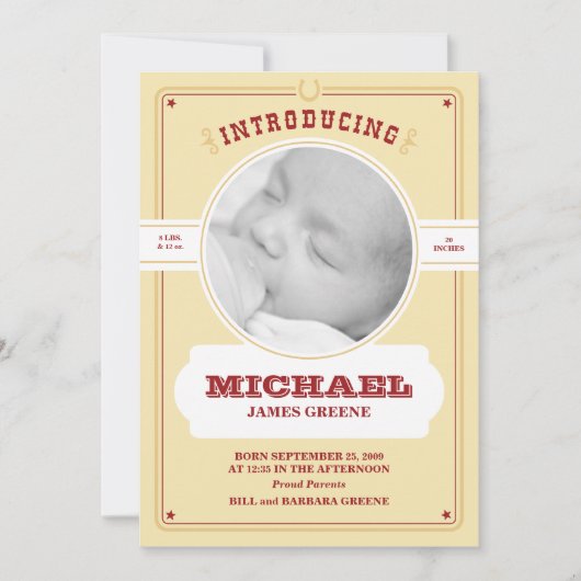 Westerse babyfoto-aankondiging aankondiging (Voorkant)