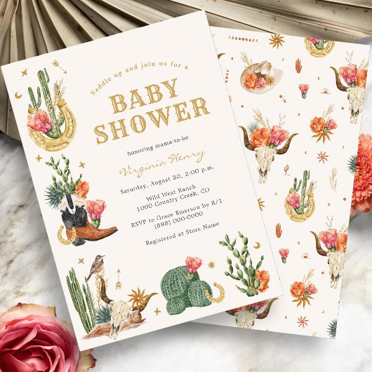 Westerse Babyshower Kaart