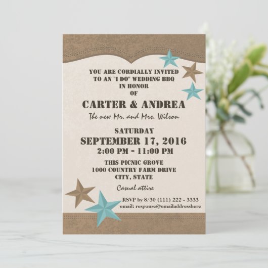 Westerse BBQ-huwelijksreceptie Kaart (Staand voorkant)