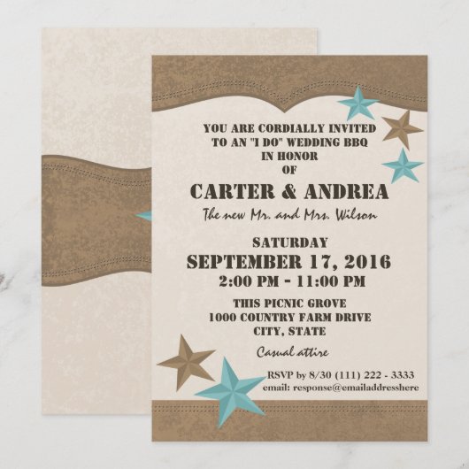 Westerse BBQ-huwelijksreceptie Kaart (Voorkant / Achterkant)