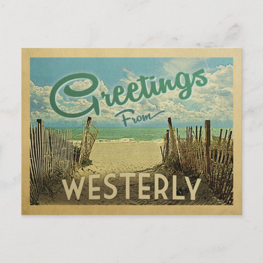 Westerse Beach Vintage Travel Briefkaart (Voorkant)