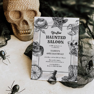 Westerse Behekste Saloon Halloween Verjaardag Kaart