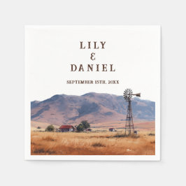 Westerse berg ranch-huwelijk servet