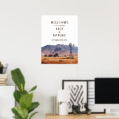 Westerse berghuwelijks welkomstbord poster (Thuiskantoor)
