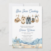 Westerse Blauwe Spijker Baby Borrel Kaart (Voorkant)